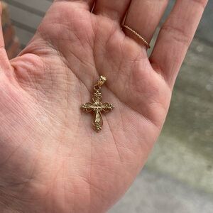 14k yellow gold dainty cross pendant